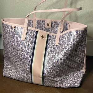 Tory Burch Gemini Link Tote pink and navy